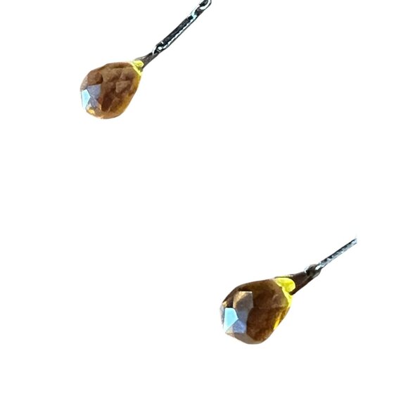 Amber Crystal Bolo Style Drop Necklace With Blackened Chain & Faceted Beads - Picture 4 of 8